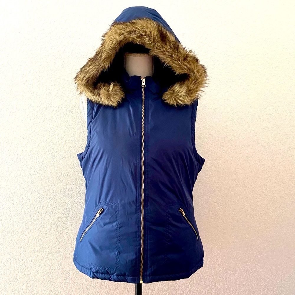 Gap Fur Lined Hooded Jacket Vest